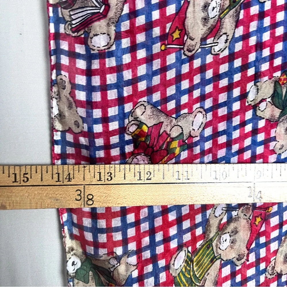 Teddy Bear Print Silk Scarf Rectangle 62” X 14” Novelty Cottagecore Whimsical - Picture 6 of 7